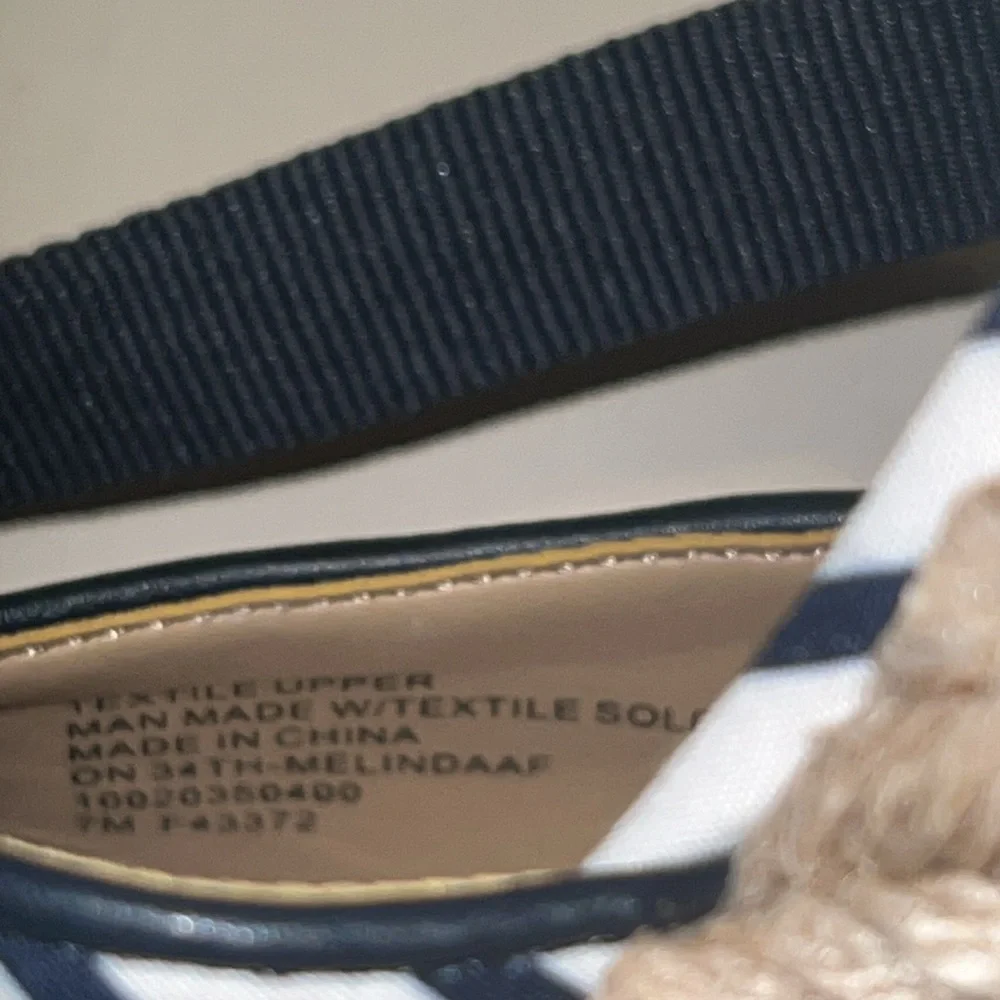 Striped Espadrille Wedge Sandals Nautical blue striped size 7